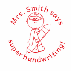 Superhero Boy with a Big Pencil Stamps