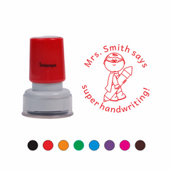 Superhero Boy with a Big Pencil Stamps